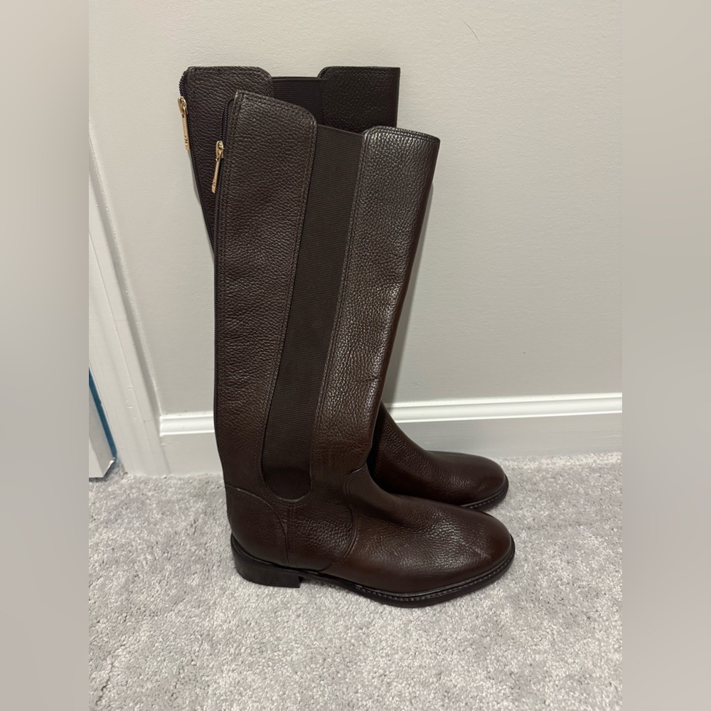 Tory Burch Christy Riding Boots Brown Leather